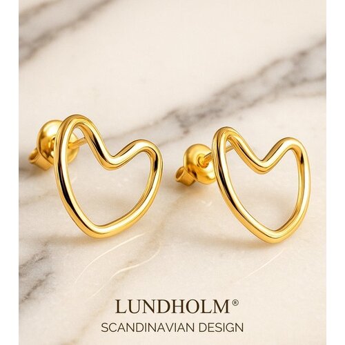 Lundholm Lundholm Luxe Oorstekers Dames Hartje - Premium Stainless Steel Gold PVD Plated Lundholm Lundholm Luxe Oorstekers Dames Hartje - Premium Stainless Steel Gold PVD Plated
