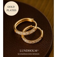 Lundholm Luxe Oorringen Dames Goudkleurig – Premium Stainless Steel Gold PVD Plated – Kleine Hoops met Zirkonia Steentjes