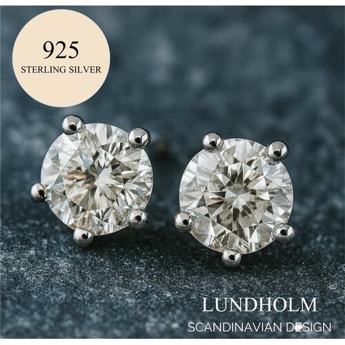 Lundholm Lundholm Luxe 925 Sterling Zilver Studs Oorbellen Oorstekers Zilver Zirkonia 4 mm Oorknopjes - Scandinavisch Design