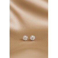 Lundholm Luxe 925 Sterling Zilver Studs Oorbellen Oorstekers Zilver Zirkonia 4 mm Oorknopjes - Scandinavisch Design