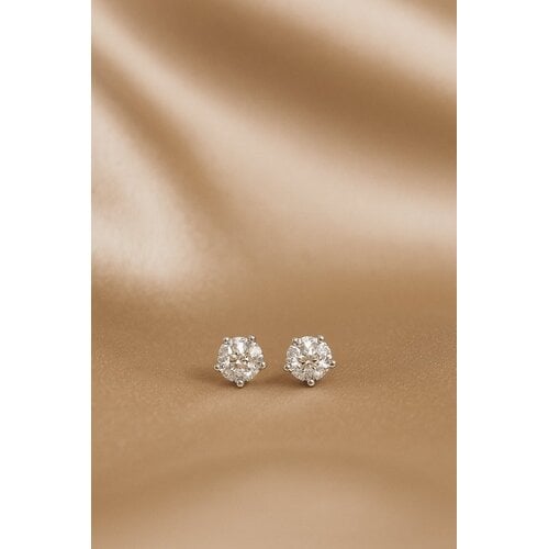Lundholm Lundholm Luxe 925 Sterling Zilver Studs Oorbellen Oorstekers Zilver Zirkonia 4 mm Oorknopjes - Scandinavisch Design
