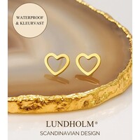 Lundholm Kleine Oorknopjes Dames Hartje  - Premium Stainless Steel - Verguld - Subtiele Hartjes Oorbellen (0.75 x 0.65 cm)