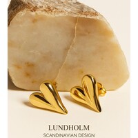 Lundholm kleine Oorknopjes Dames Goudkleurig en Zilverkleurig Hartje – Premium Stainless Steel - Massieve Hartjes (12 x 14 mm) Oorbellen – Subtiel & Elegant