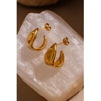 Lundholm Oorbellen Dames Goudkleurig - Premium Stainless Steel Oorringen - Vintage Oorbellen (2 cm) - Elegant & Artistiek - Luxe Geschenkverpakking