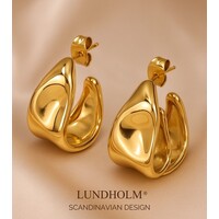 Lundholm Oorbellen Dames Goudkleurig - Premium Stainless Steel Oorringen - Vintage Oorbellen (2 cm) - Elegant & Artistiek - Luxe Geschenkverpakking