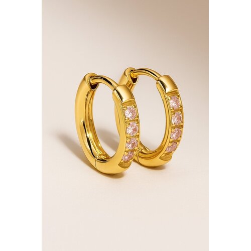 Lundholm Lundholm Luxe Oorbellen Dames Classic Hoops met Zirkonia - Premium Stainless Steel Goudkleurig - Kleine Oorringen Classy - Cadeau voor Vrouw Kerstcadeau - Luxe Geschenkverpakking