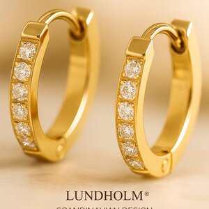 Lundholm Lundholm Oorringen Dames - Premium Stainless Steel - Kleine Goudkleurige Oorringen met Zirkonia Steentjes (Ø 1.3 cm) Lundholm Lundholm Oorringen Dames - Premium Stainless Steel - Kleine Goudkleurige Oorringen met Zirkonia Steentjes (Ø 1.3 cm)