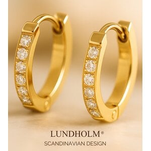 Lundholm Kleine Creolen mit Zirkonia 1,3 cm – Goldfarben