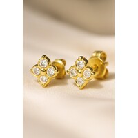 Lundholm Oorknopjes Dames Zirkonia Goudkleurig - Premium Stainless Steel Gold Plated - Kleine Oorbellen Studs - Geschikt voor Tweede Gaatje - Cadeau voor Haar - Scandinavisch Design