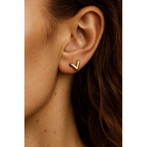 Lundholm Lundholm Oorknopjes Dames Goudkleurig - Premium Stainless Steel Gold Plated - Kleine Oorbelletjes Studs V Shape - Vrouwen Cadeautjes Kerst Sint - Luxe Geschenkverpakking