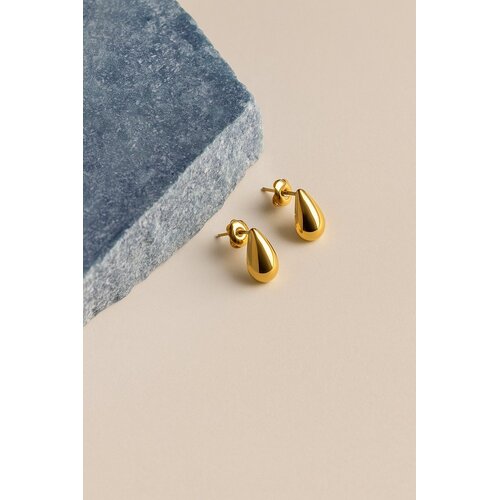 Lundholm Lundholm Oorknopjes Dames Goudkleurig - Premium Stainless Steel Gold Plated - Luxe Druppel Oorbellen (1.35 cm) - Elegant Cadeau Vrouw Kerst - Luxe Geschenkverpakking