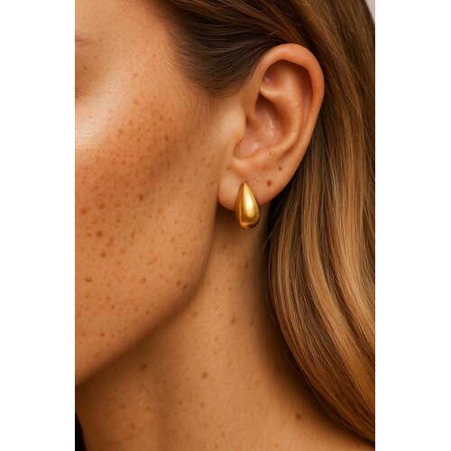 Lundholm Lundholm Oorknopjes Dames Goudkleurig - Premium Stainless Steel Gold Plated - Luxe Druppel Oorbellen (1.35 cm) - Elegant Cadeau Vrouw Kerst - Luxe Geschenkverpakking