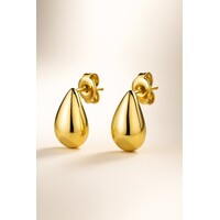 Lundholm Oorknopjes Dames Goudkleurig - Premium Stainless Steel Gold Plated - Luxe Druppel Oorbellen (1.35 cm) - Elegant Cadeau Vrouw Kerst - Luxe Geschenkverpakking