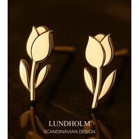 Luxe Oorbellen Dames Goudkleurig en Zilverkleurig - Tulpen Design - Kleine Studs Bloemetje - Waterproof & Hypoallergeen - Cadeautje voor haar - Luxe Geschenkverpakking