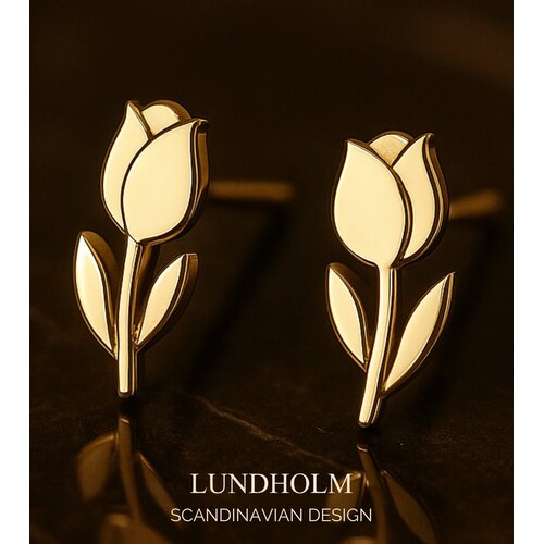 Lundholm Luxe Oorbellen Dames Goudkleurig en Zilverkleurig - Tulpen Design - Kleine Studs Bloemetje - Waterproof & Hypoallergeen - Cadeautje voor haar - Luxe Geschenkverpakking