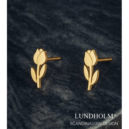 Lundholm Luxe Oorbellen Dames Goudkleurig en Zilverkleurig - Tulpen Design - Kleine Studs Bloemetje - Waterproof & Hypoallergeen - Cadeautje voor haar - Luxe Geschenkverpakking