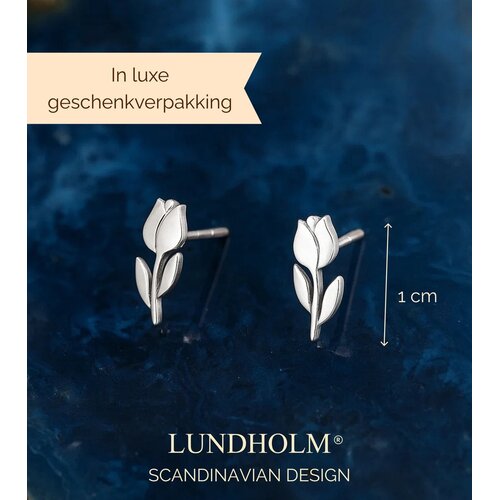 Lundholm Luxe Oorbellen Dames Goudkleurig en Zilverkleurig - Tulpen Design - Kleine Studs Bloemetje - Waterproof & Hypoallergeen - Cadeautje voor haar - Luxe Geschenkverpakking