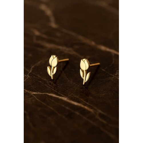 Lundholm Luxe Oorbellen Dames Goudkleurig en Zilverkleurig - Tulpen Design - Kleine Studs Bloemetje - Waterproof & Hypoallergeen - Cadeautje voor haar - Luxe Geschenkverpakking