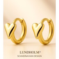 Lundholm Oorringen Dames Goudkleurig / Zilverkleurig met Hartje - Premium Stainless Steel - Luxe Oorbellen (1.7 cm) - Elegant Cadeau Vrouw Kerst - Luxe Geschenkverpakking