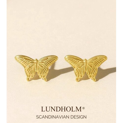 Lundholm Lundholm Oorknopjes Dames Vlinder - Premium Stainless Steel Gold Plated - Oorbellen Goudkleurig Klein - Kerstcadeautje voor haar, vrouwen cadeautjes tip - Scandinavisch Design