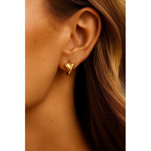 Lundholm Lundholm Oorringen Dames Goudkleurig / Zilverkleurig met Hartje - Premium Stainless Steel - Luxe Oorbellen (1.7 cm) - Elegant Cadeau Vrouw Kerst - Luxe Geschenkverpakking