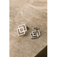 Lundholm Luxe Oorstekers Dames Ruit Geometrisch Goudkleurig of Zilverkleurig – Premium Stainless Steel Oorknopjes Dames Gold Plated – cadeau voor vriendin tip - vrouwen cadeautjes