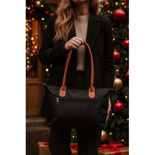 Lundholm Lundholm Shopper Dames Handtas dames Tote Bag Zwart - Shopper dames met rits - vrouwen cadeautjes - | Scandinavisch Design - Danviken Serie - Zwart