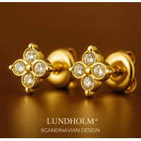 Lundholm Oorknopjes Dames Zirkonia Goudkleurig - Premium Stainless Steel Gold Plated - Kleine Oorbellen Studs - Geschikt voor Tweede Gaatje - Cadeau voor Haar - Scandinavisch Design