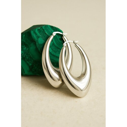 Lundholm Lundholm Oorringen Dames Zilverkleurig jewellery – Premium Stainless Steel – Grote Statement Hoops (6 x 3.5 cm) Oorbellen Groot Feest – Elegant, Modern & Luxe – Geschenkverpakking