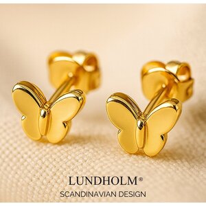 Lundholm Butterfly Stud Earrings for Girls 0.6 cm – Gold-Tone Lundholm Butterfly Stud Earrings for Girls 0.6 cm – Gold-Tone