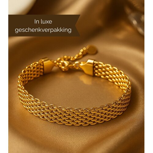 Lundholm Lundholm Luxe Premium Stainless Steel Gold Plated Goudkleurige Armband Dames Minimalistisch - Scandinavisch Design