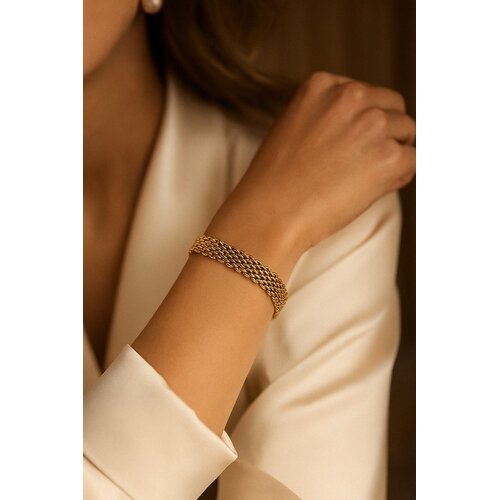 Lundholm Lundholm Luxe Premium Stainless Steel Gold Plated Goudkleurige Armband Dames Minimalistisch - Scandinavisch Design