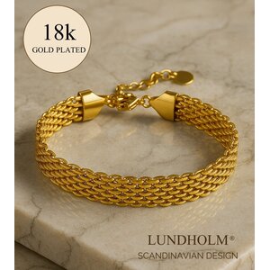 Lundholm Lundholm Luxe Premium Stainless Steel Gold Plated Goudkleurige & Zilverkleruige Armband Dames Minimalistisch - Scandinavisch Design