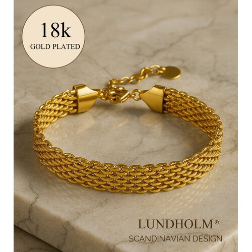 Lundholm Lundholm Luxe Premium Stainless Steel Gold Plated Goudkleurige Armband Dames Minimalistisch - Scandinavisch Design