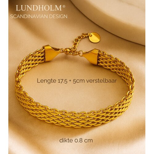 Lundholm Lundholm Luxe Premium Stainless Steel Gold Plated Goudkleurige Armband Dames Minimalistisch - Scandinavisch Design