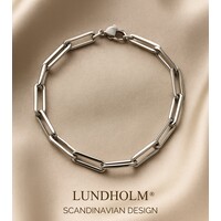 Lundholm Armband Dames Zilverkleurig- Premium Stainless Steel - Paperclip Schakelarmband (17.5 cm) - Elegant & Tijdloos - Luxe Geschenkverpakking