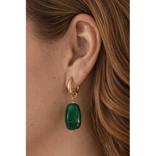 Lundholm Lundholm luxe Oorbellen Dames met Kraal Hanger - Premium Stainless Steel Goud kleurig - Ylle Serie