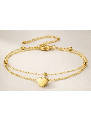 Lundholm Lundholm Luxe Armband Dames Goud kleurig - Premium Stainless Steel Jewellery - Bedel Armband - My Uppsala Serie - Cadeau voor Haar - Scandinavisch Design