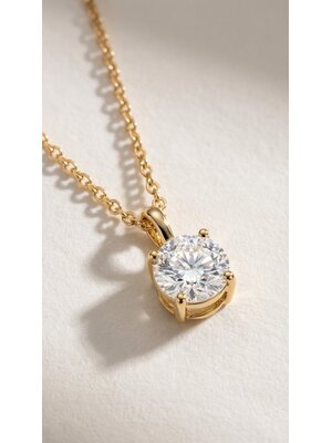 Lundholm Lundholm Luxe Ketting Dames Gold Plated met Zirkonia Hanger Steen - Premium Stainless Steel - Hypoallergeen & Waterproof - luxe gouden ketting dames verfijnd elegant - cadeau voor vrouw verjaardag - Rosalie Serie - Scandinavisch Design