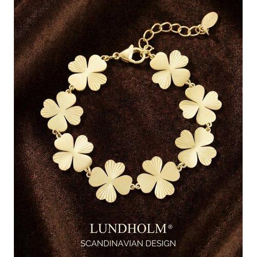 Lundholm Lundholm luxe Armband Dames goudkleurig klavertjes 4 - Geluks Armband - Premium Stainless Steel Jewellery - Luck bracelet - Schakelarmband - My Joly Serie - in luxe Geschenkverpakking - Vrouwen Cadeautjes