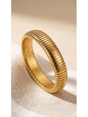 Lundholm Lundholm Avril armband dames – stretch coil bangle – premium stainless steel – Avril serie – Scandinavisch design – sieraden cadeau voor haar