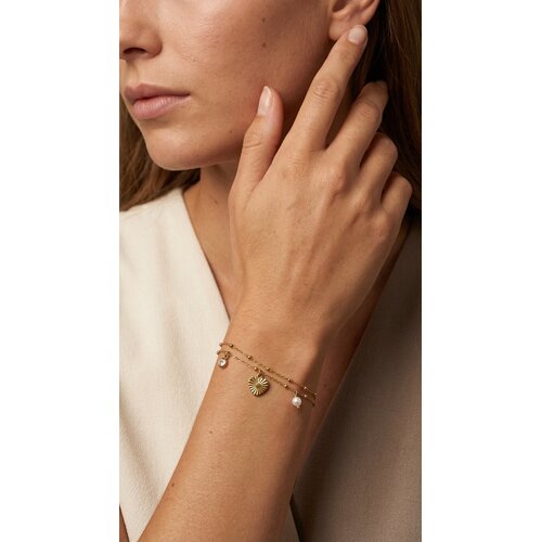 Lundholm Lundholm Lizzy armband dames goudkleurig – dubbel laags layered design – premium stainless steel 2.5 micron PVD gold plated – Lizzy serie – Scandinavisch design – sieraden cadeau voor haar