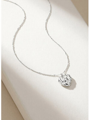 Lundholm Lundholm Monica ketting dames zilverkleurig – hartjes ketting met strass steentje 38 + 5 cm – premium stainless steel – Monica serie – Scandinavisch design – sieraden cadeau voor haar