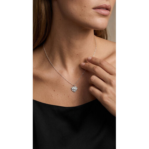 Lundholm Lundholm Monica ketting dames zilverkleurig – hartjes ketting met strass steentje 38 + 5 cm – premium stainless steel – Monica serie – Scandinavisch design – sieraden cadeau voor haar