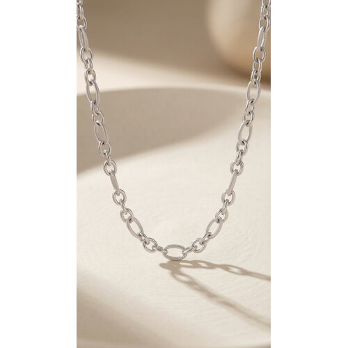 Lundholm Lundholm Suvi ketting dames zilverkleurig – schakelketting grote en kleine schakels 41 + 5 cm – premium stainless steel waterproof hypoallergeen – Suvi serie – Scandinavisch design – sieraden cadeau voor haar