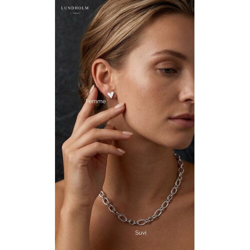 Lundholm Lundholm Suvi ketting dames zilverkleurig – schakelketting grote en kleine schakels 41 + 5 cm – premium stainless steel waterproof hypoallergeen – Suvi serie – Scandinavisch design – sieraden cadeau voor haar