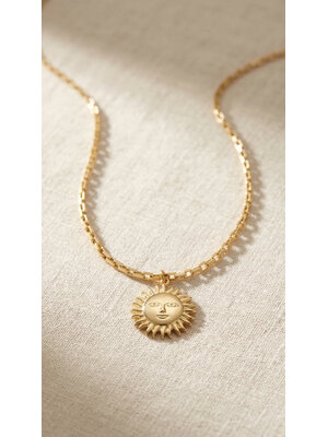 Lundholm Lundholm Sunni ketting dames goudkleurig – zon hanger ketting 45 + 5 cm – premium stainless steel 2.5 micron PVD gold plated – Sunni serie – Scandinavisch design – sieraden cadeau voor haar