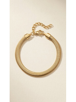 Lundholm Lundholm Danielle armband dames goudkleurig – snake chain armband 16,5 cm – premium stainless steel 2.5 micron PVD gold plated – Danielle serie – Scandinavisch design – sieraden cadeau voor haar