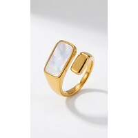 Lundholm Jiske ring dames goudkleurig – premium stainless steel 2.5 micron PVD gold plated waterproof hypoallergeen – Jiske serie – Scandinavisch design – sieraden cadeau voor haar