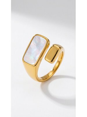 Lundholm Lundholm Jiske ring dames goudkleurig – premium stainless steel 2.5 micron PVD gold plated waterproof hypoallergeen – Jiske serie – Scandinavisch design – sieraden cadeau voor haar